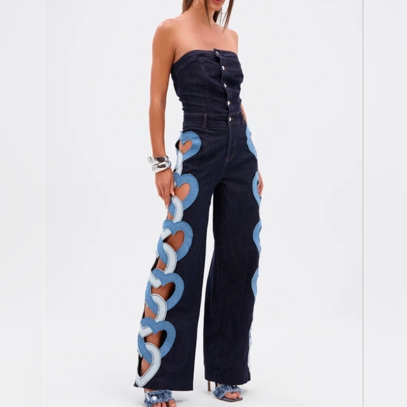 Akira HEART EYES FOR YOU DENIM JUMPSUIT - Picture 2 of 16